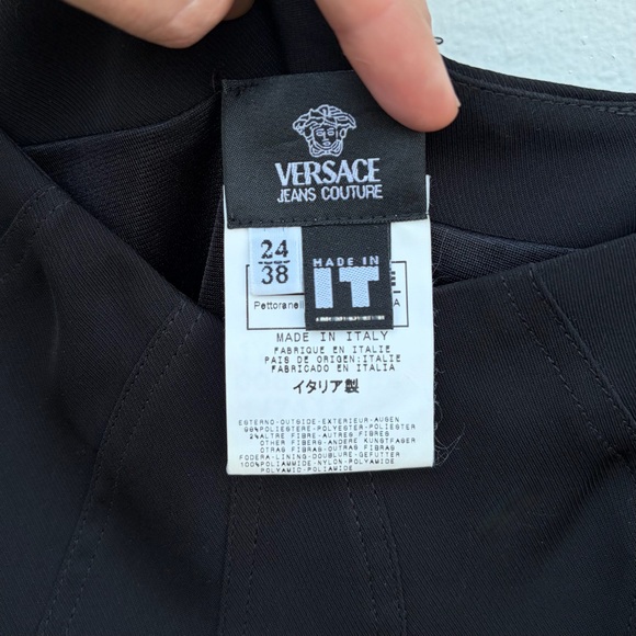 Versace Jeans Couture VTG 90s Y2K Little Black Dress w/ Pleated Skirt SZ 0/2 XS - Picture 7 of 10